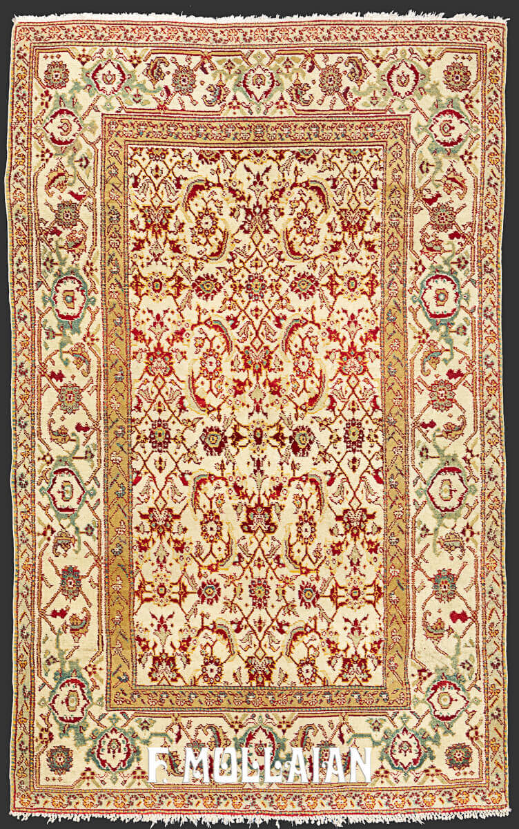Beige Field Floral All-over Indian Agra Antique Rug n°:16893202